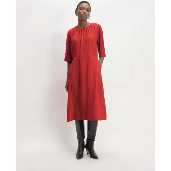 Everlane Dresses & Skirts - Everlane The City Stripe Ruched Dress in Haute Red - Size - 10